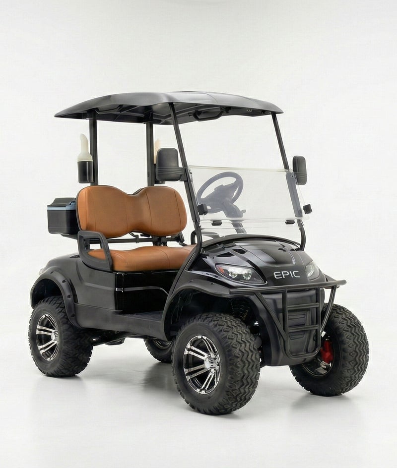 EPIC 2-Seater Lifted Electric Golf Cart with Lithium Battery 105Ah & Standard Tires | LSEV (Black) - Image 1